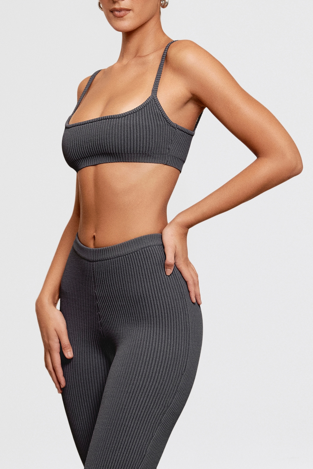 Mischa  Dark Grey Ribbed Knit Bralette — image 5