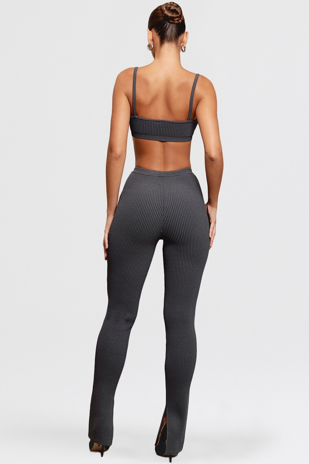 Mitzi  Dark Grey Ribbed Knit Leggings — image 5