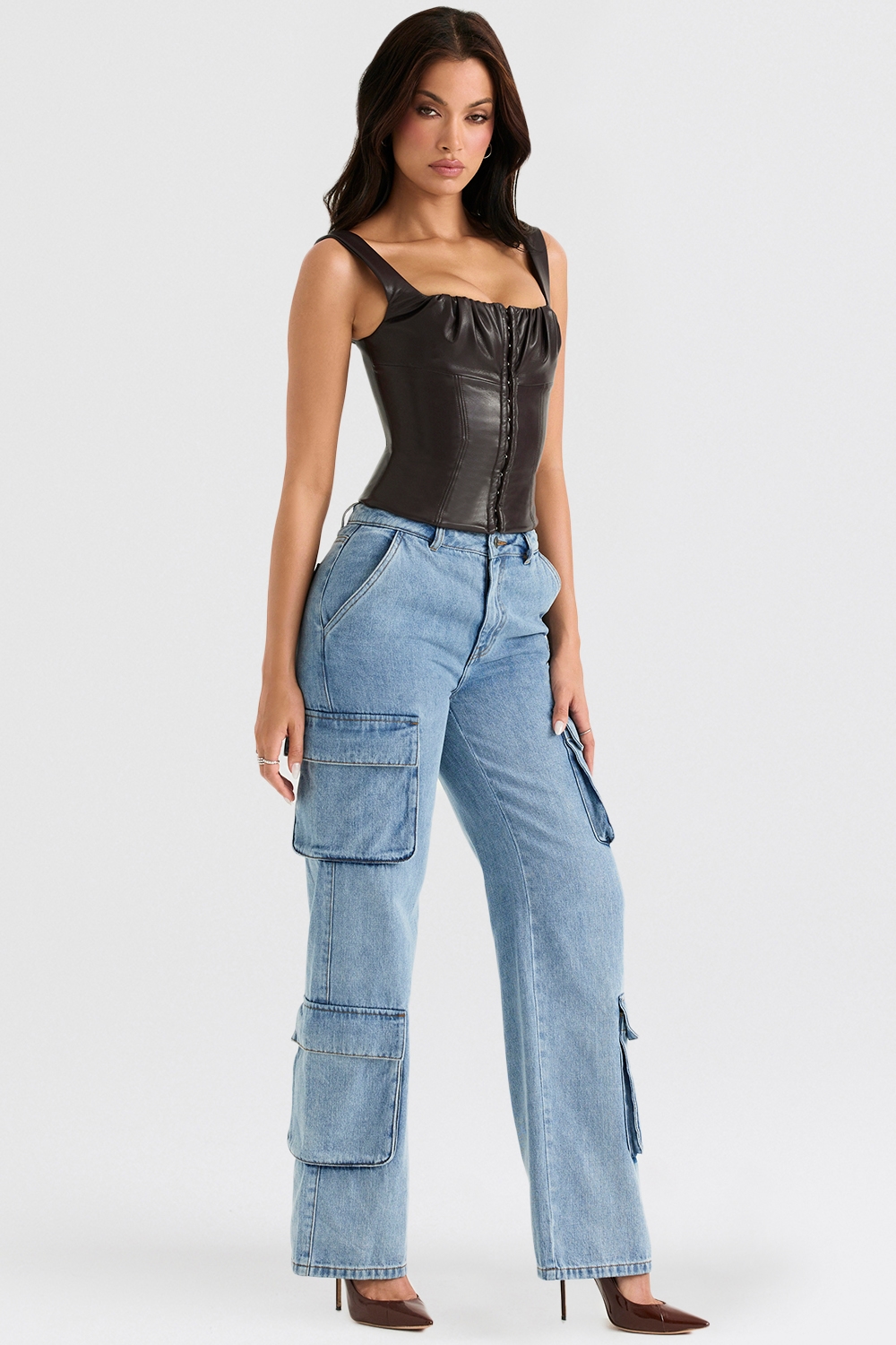 Ria Blue Washed Utility Jeans