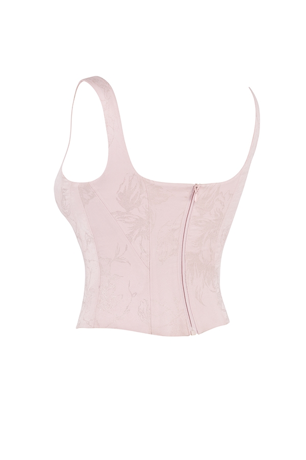 Rafa  Pink Floral Satin Longline Corset — image 12