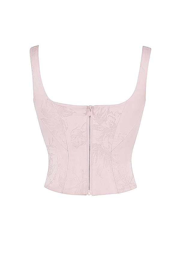Rafa  Pink Floral Satin Longline Corset — image 13