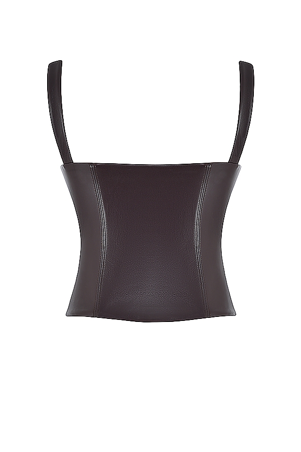 James  Bitter Chocolate Vegan Leather Corset — image 11