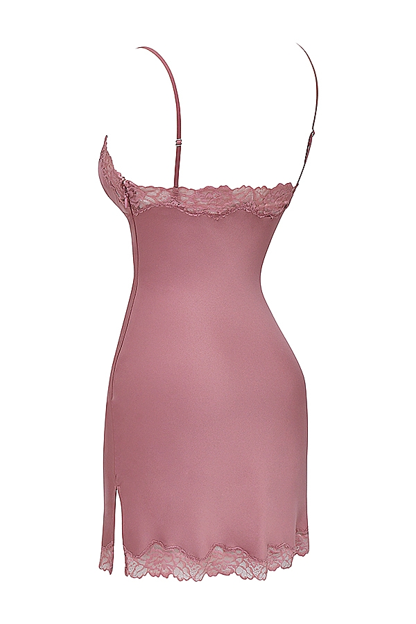 Nia  Rose Pink Satin & Lace Slip Dress — image 12