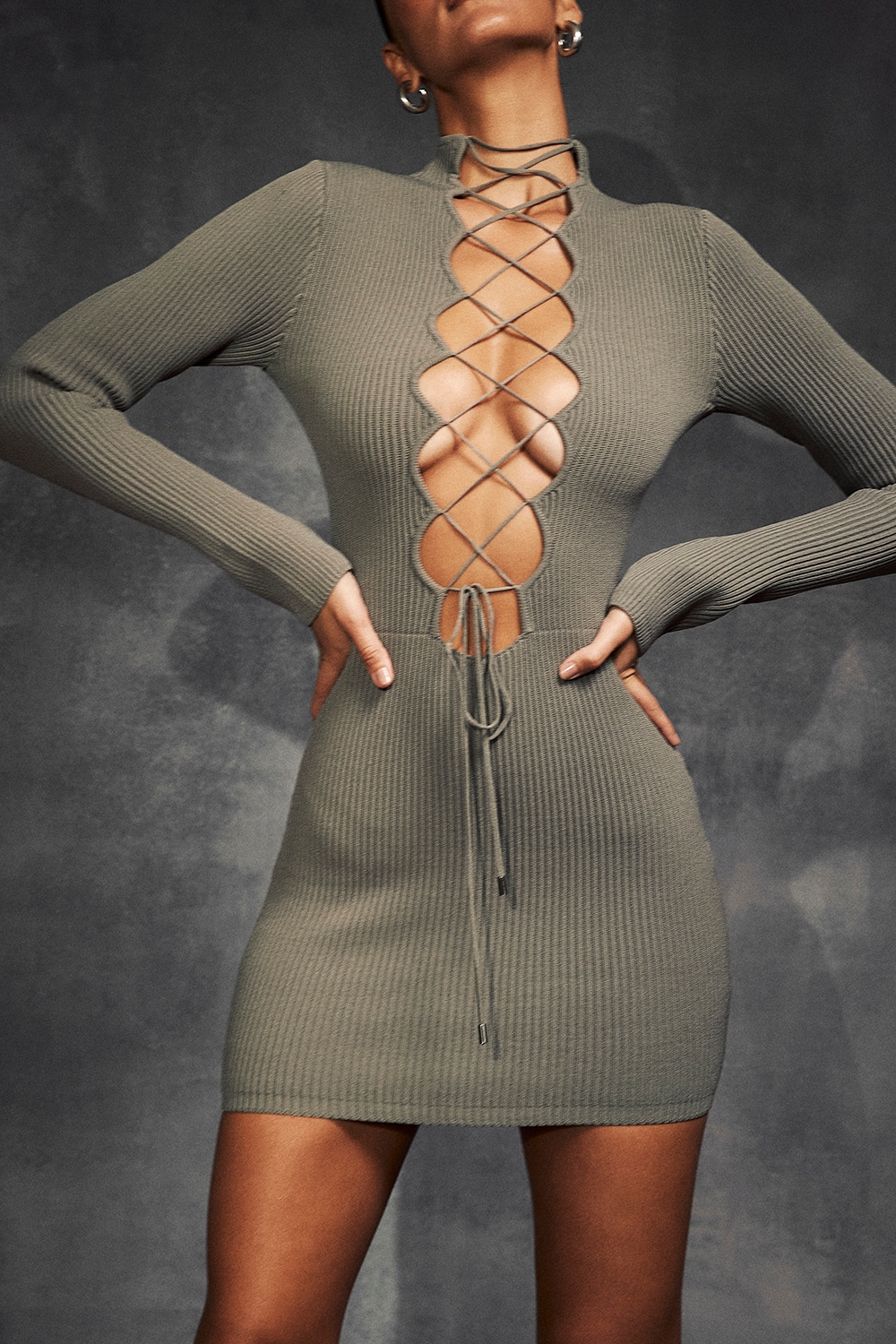 Jada  Artichoke Knit Lace Up Dress — image 12