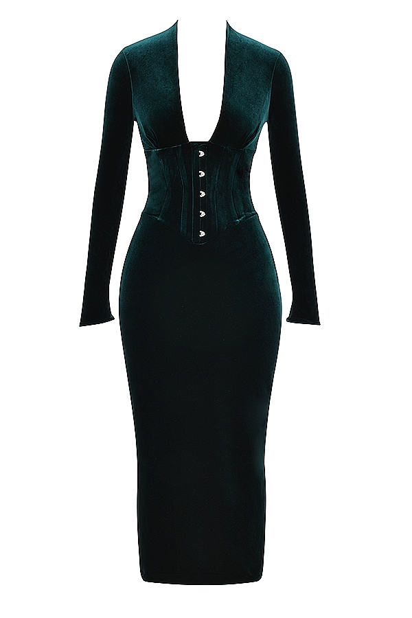 Arabella  Forest Velvet Corset Dress — image 13