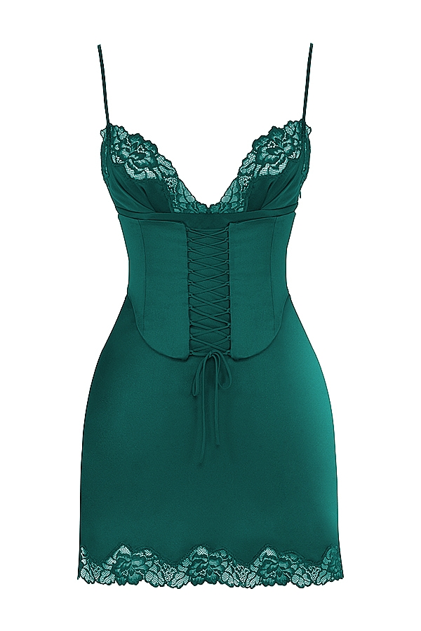 Soraya  Forest Satin Slip Dress — image 15