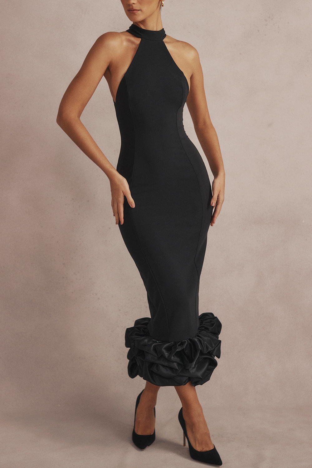 Juniper  Black Peplum Midi Dress — image 9