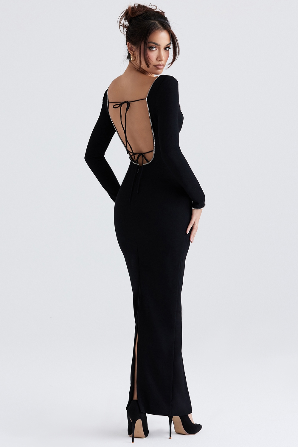 Rosa  Black Crystal Embellished Maxi Dress — image 11