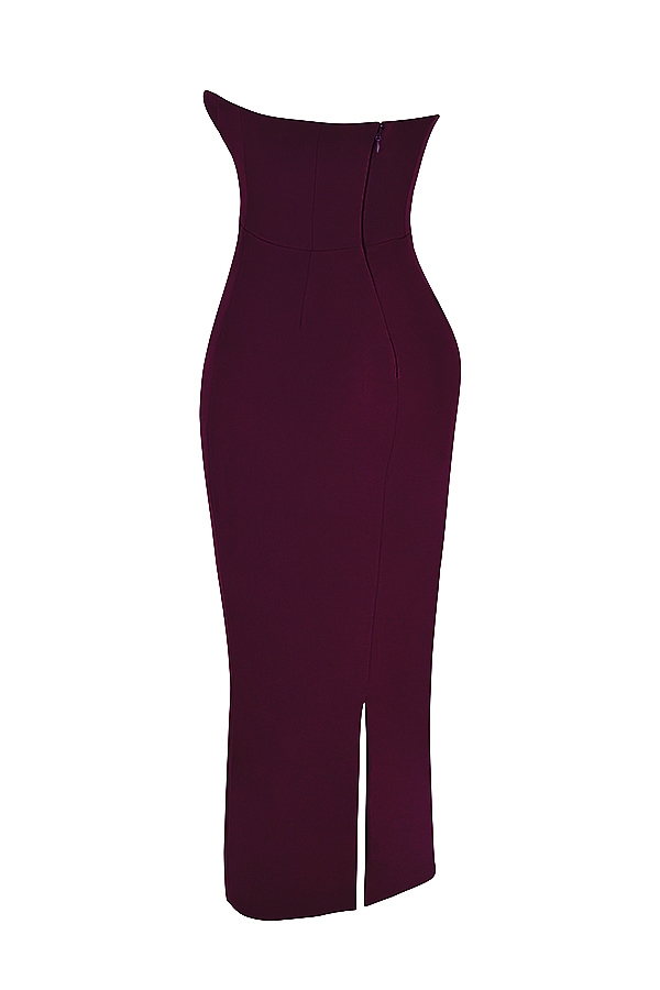 Lucia  Grape Strapless Corset Maxi Dress — image 9