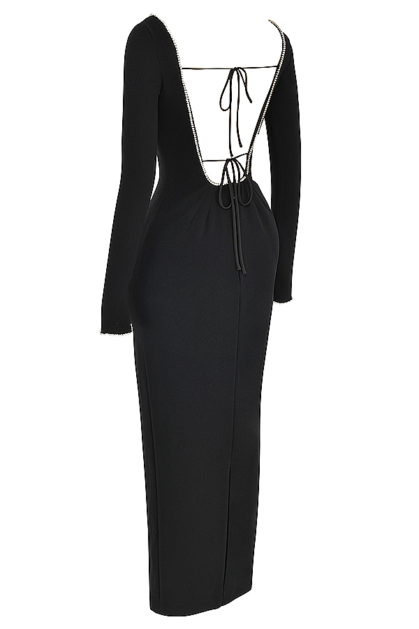 Rosa  Black Crystal Embellished Maxi Dress — image 15