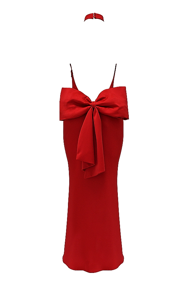 Ilaria  Red Bow Halter Dress — image 21