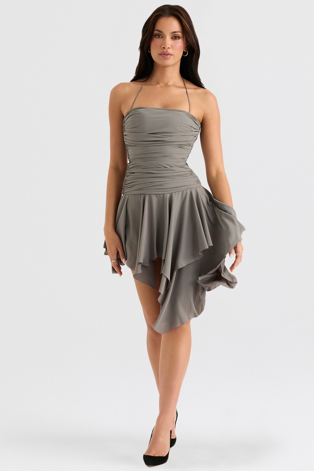 Valeria  Smoke Gathered Asymmetric Dress — image 3