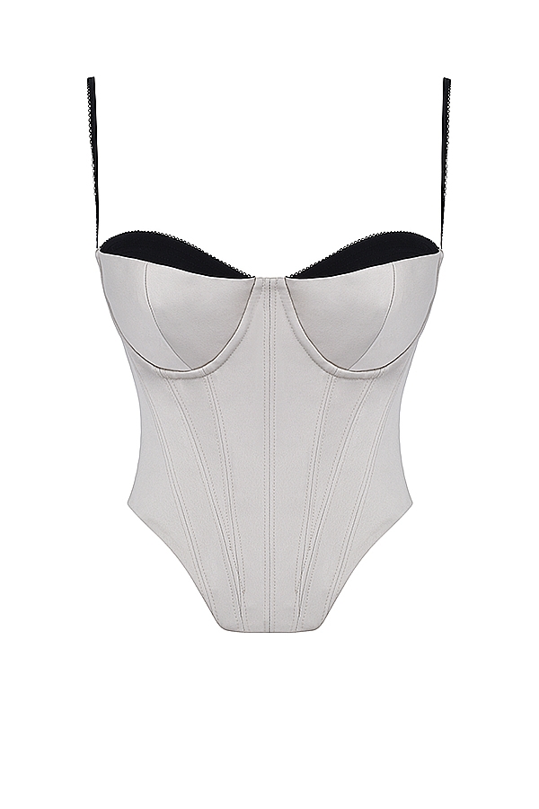 Luette  Beige Satin Underwired Corset — image 8