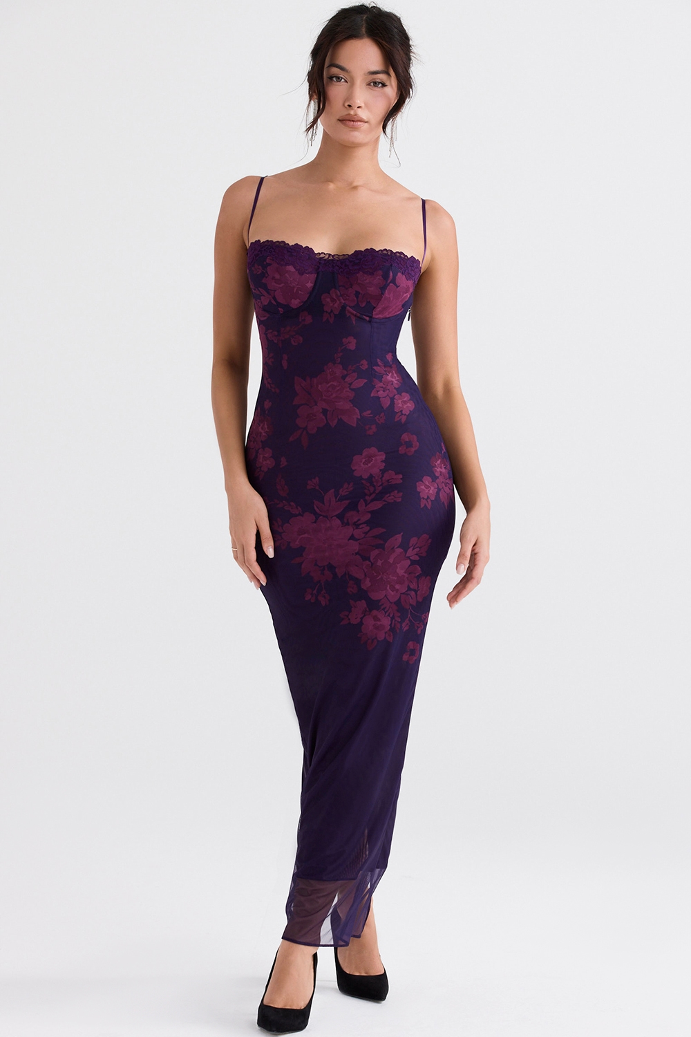 Aiza  Grape Floral Print Maxi Dress — image 1