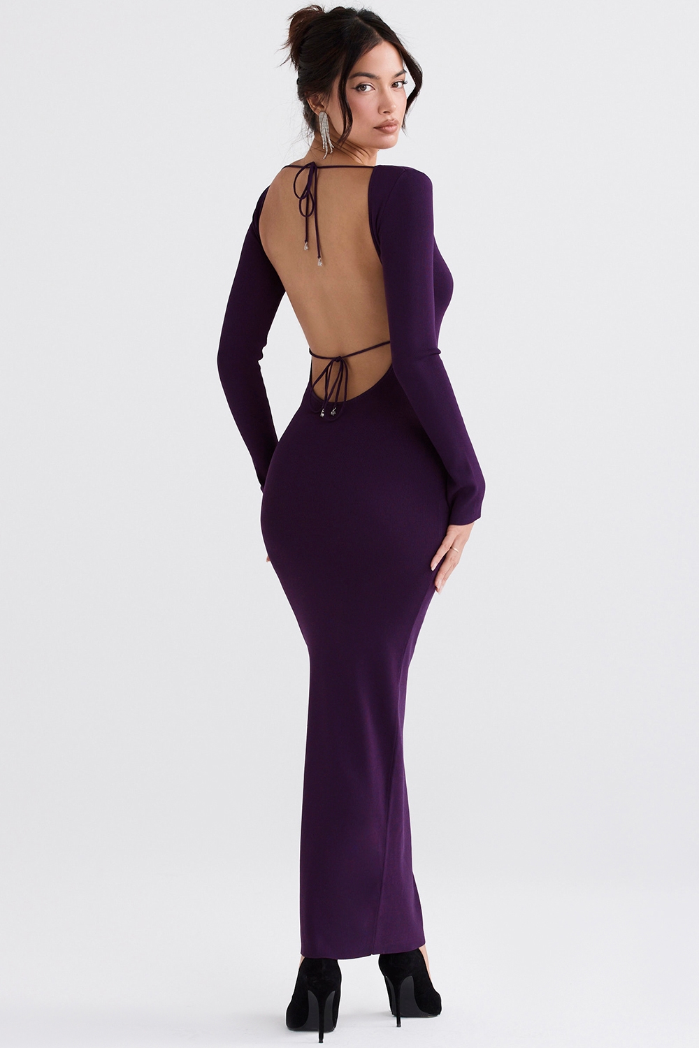 Keana  Grape Ribbed Knit Maxi Dress — image 7