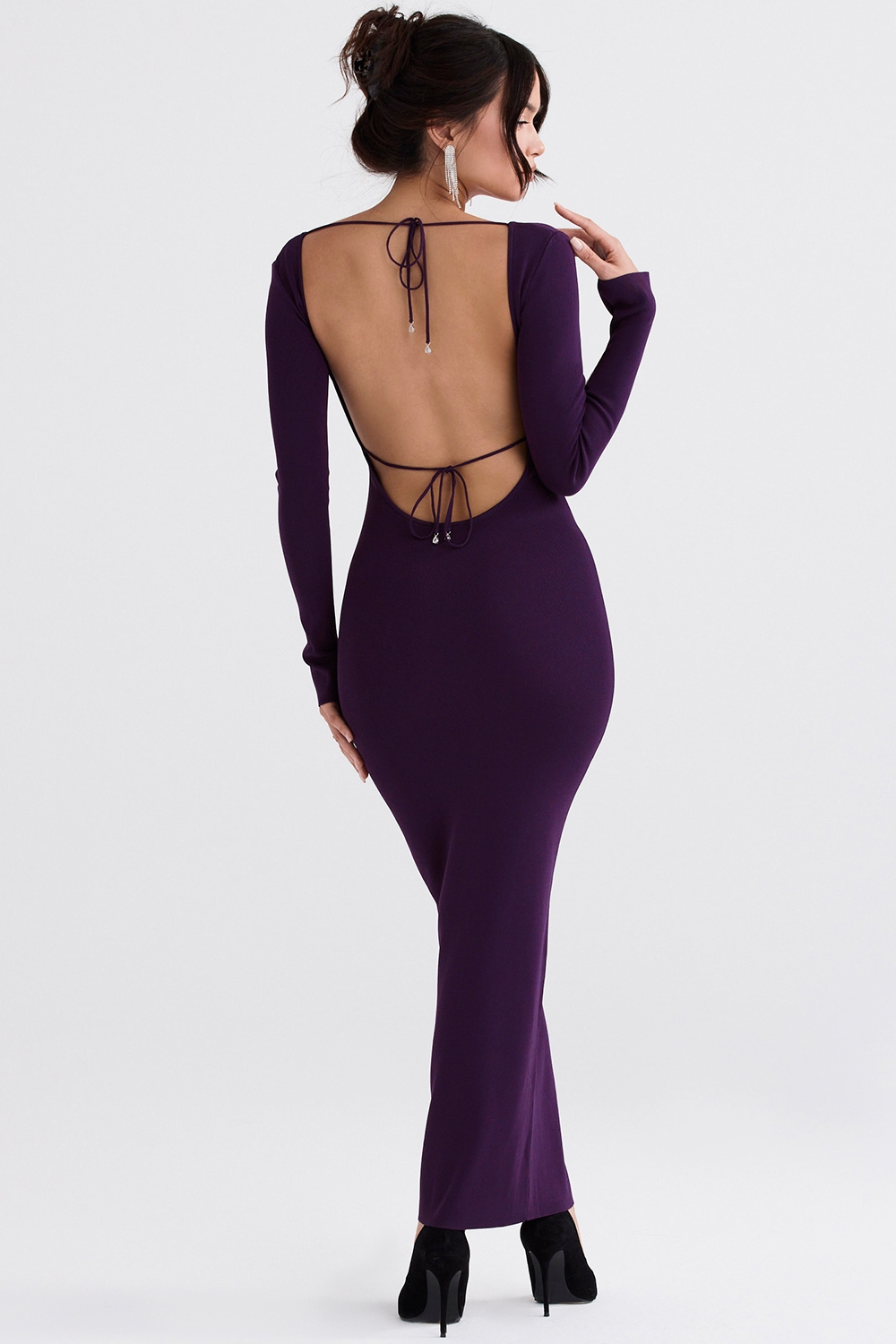 Keana  Grape Ribbed Knit Maxi Dress — image 8