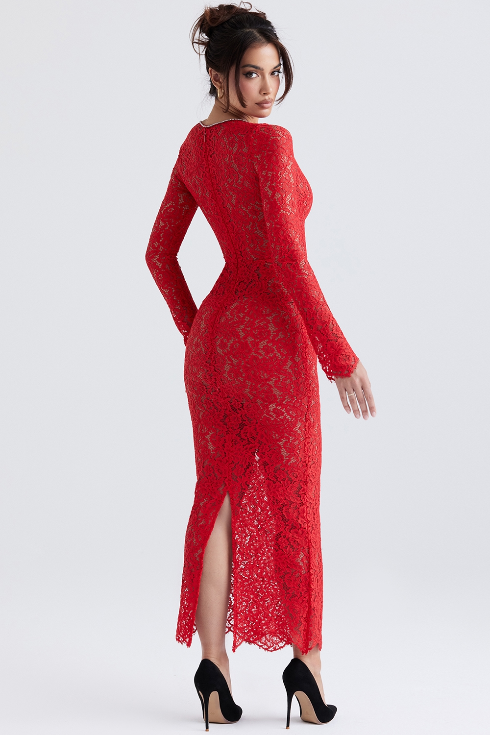 Lisandra  Red Lace Maxi Dress — image 7