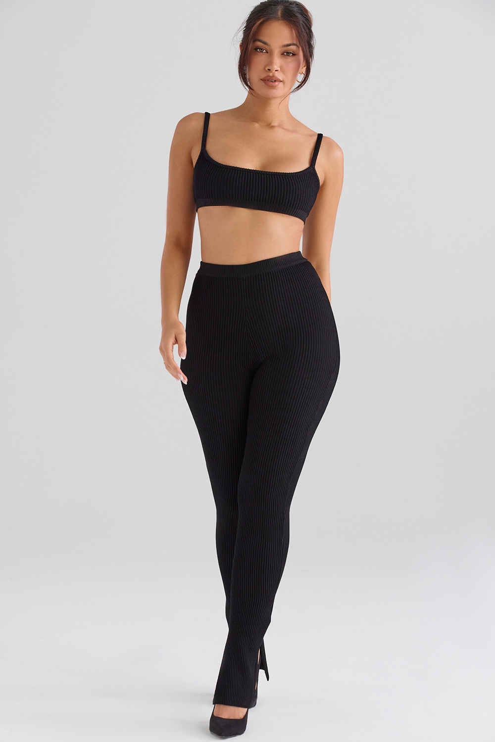 Mischa  Black Ribbed Knit Bralette — image 3