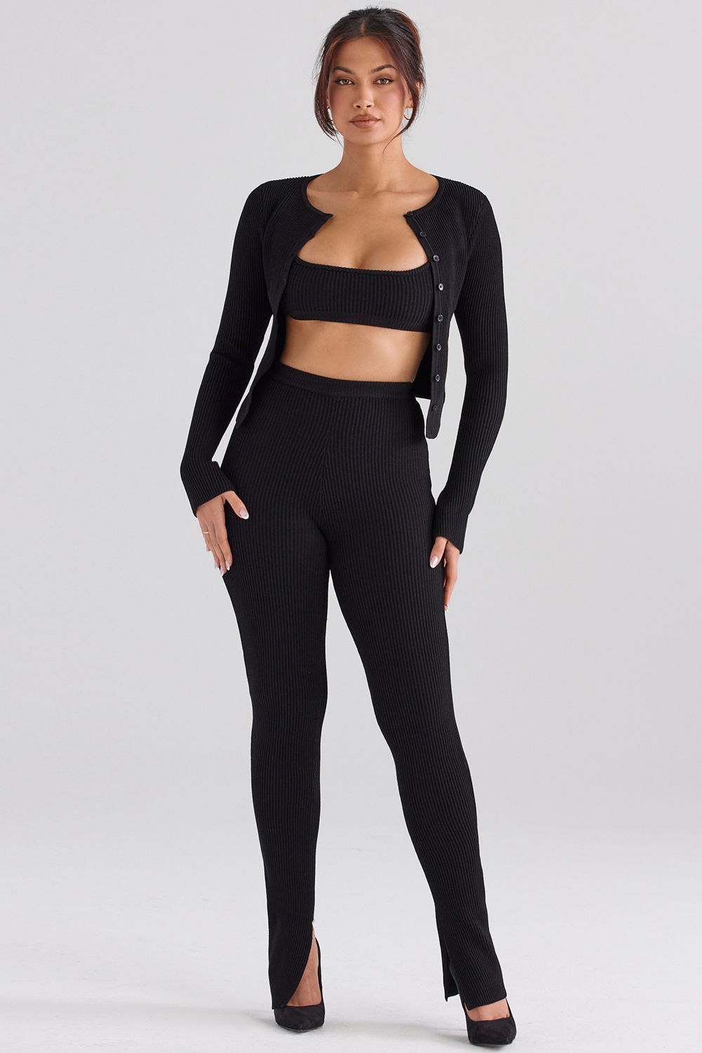 Mitzi  Black Ribbed Knit Leggings — image 3