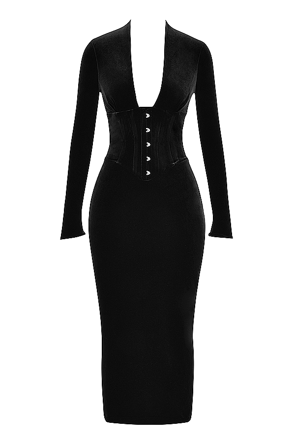 Arabella  Black Velvet Corset Dress — image 17