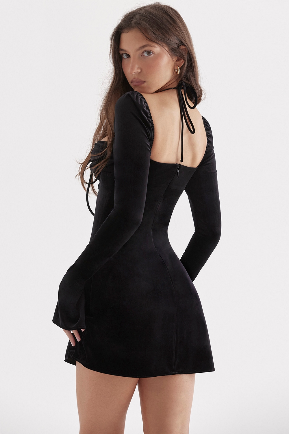 Babydoll  Black Velvet Halter Mini Dress — image 11