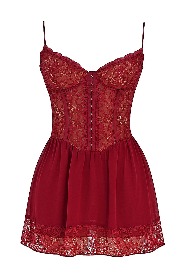 Mistress Rocks Redcurrant Lace Mini Dress - SALE — image 12