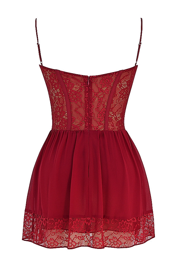 Mistress Rocks Redcurrant Lace Mini Dress - SALE — image 14