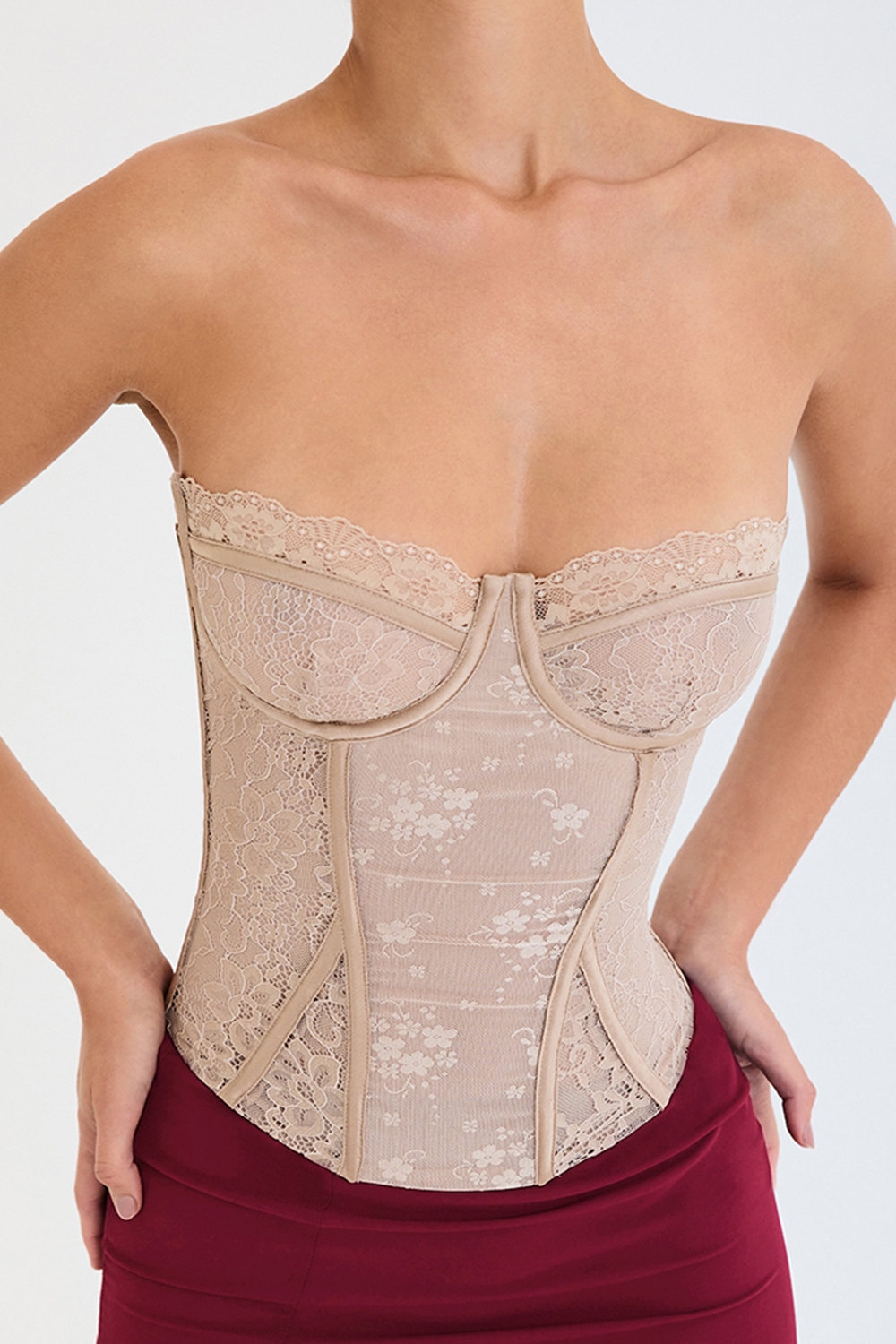 Mistress Rocks Ecru Lace Underwired Corset - SALE