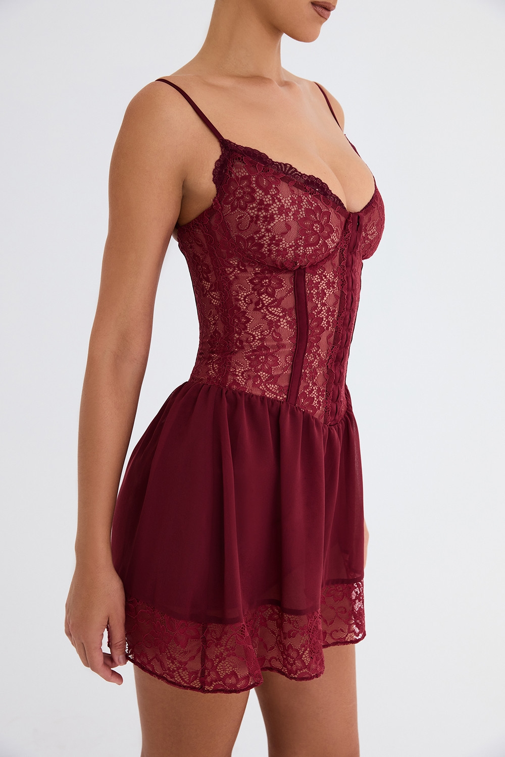 Mistress Rocks Redcurrant Lace Mini Dress - SALE — image 7