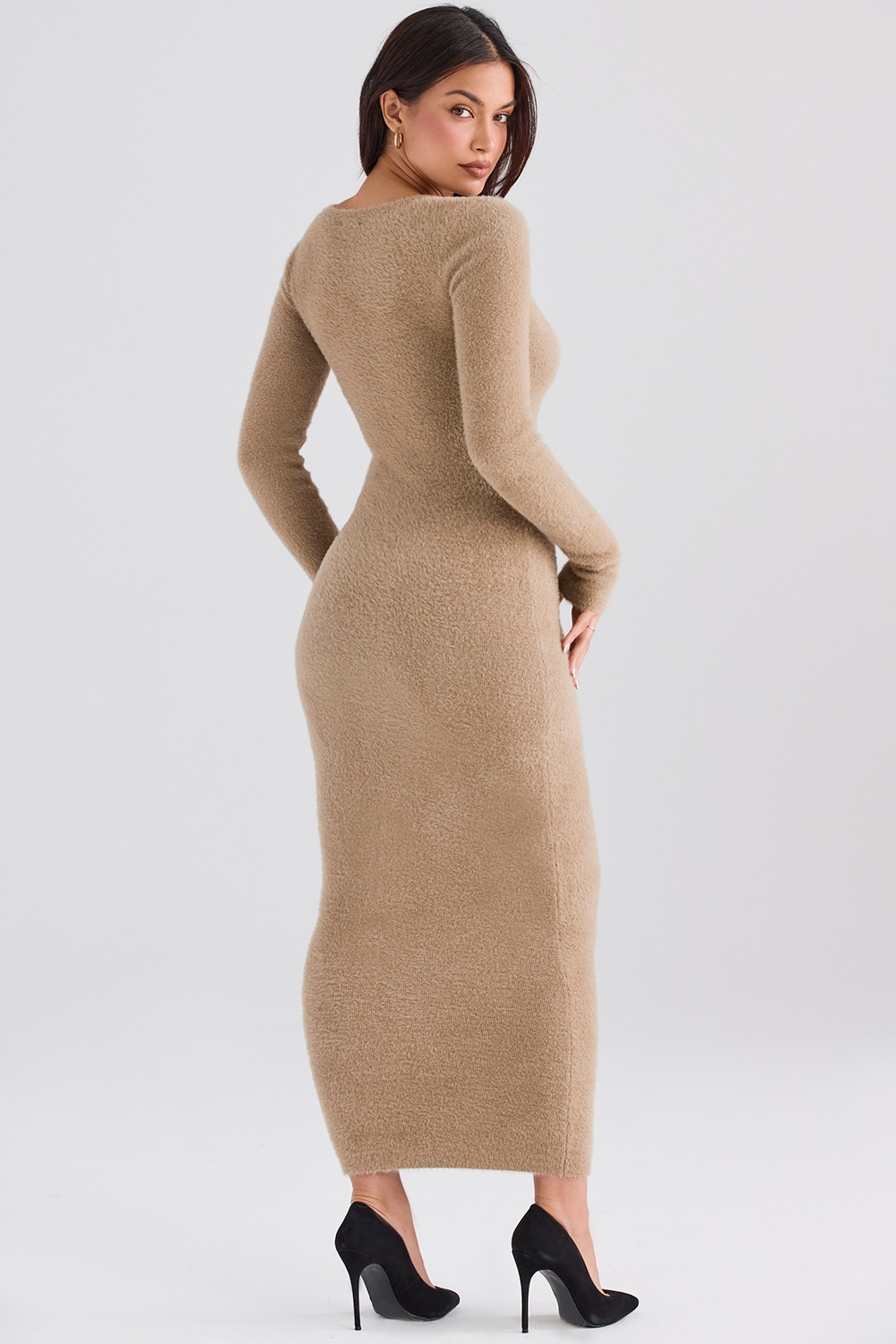 Lucille  Camel Fuzzy Maxi Dress — image 7
