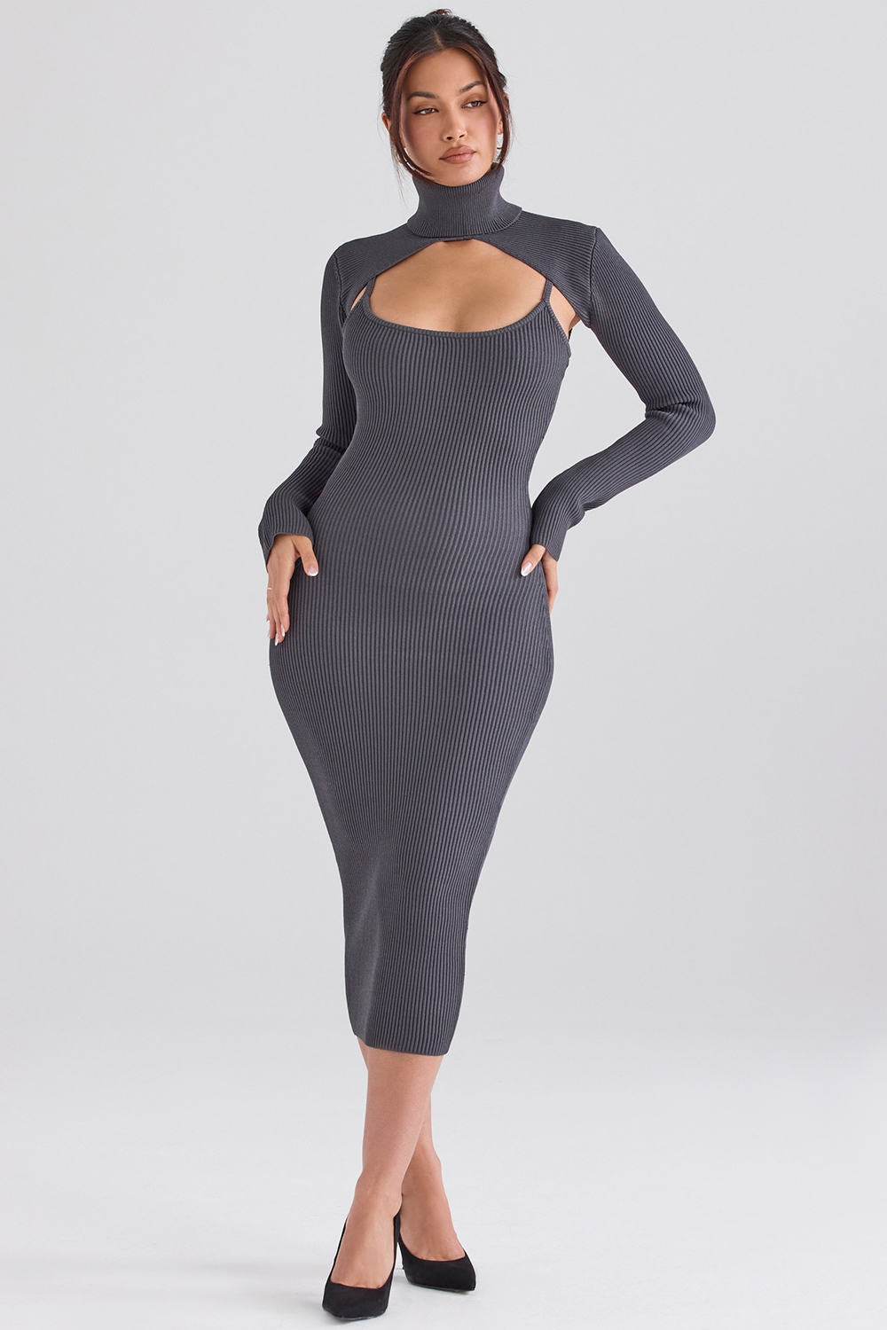 Meliora  Charcoal Knit Midi Dress — image 6