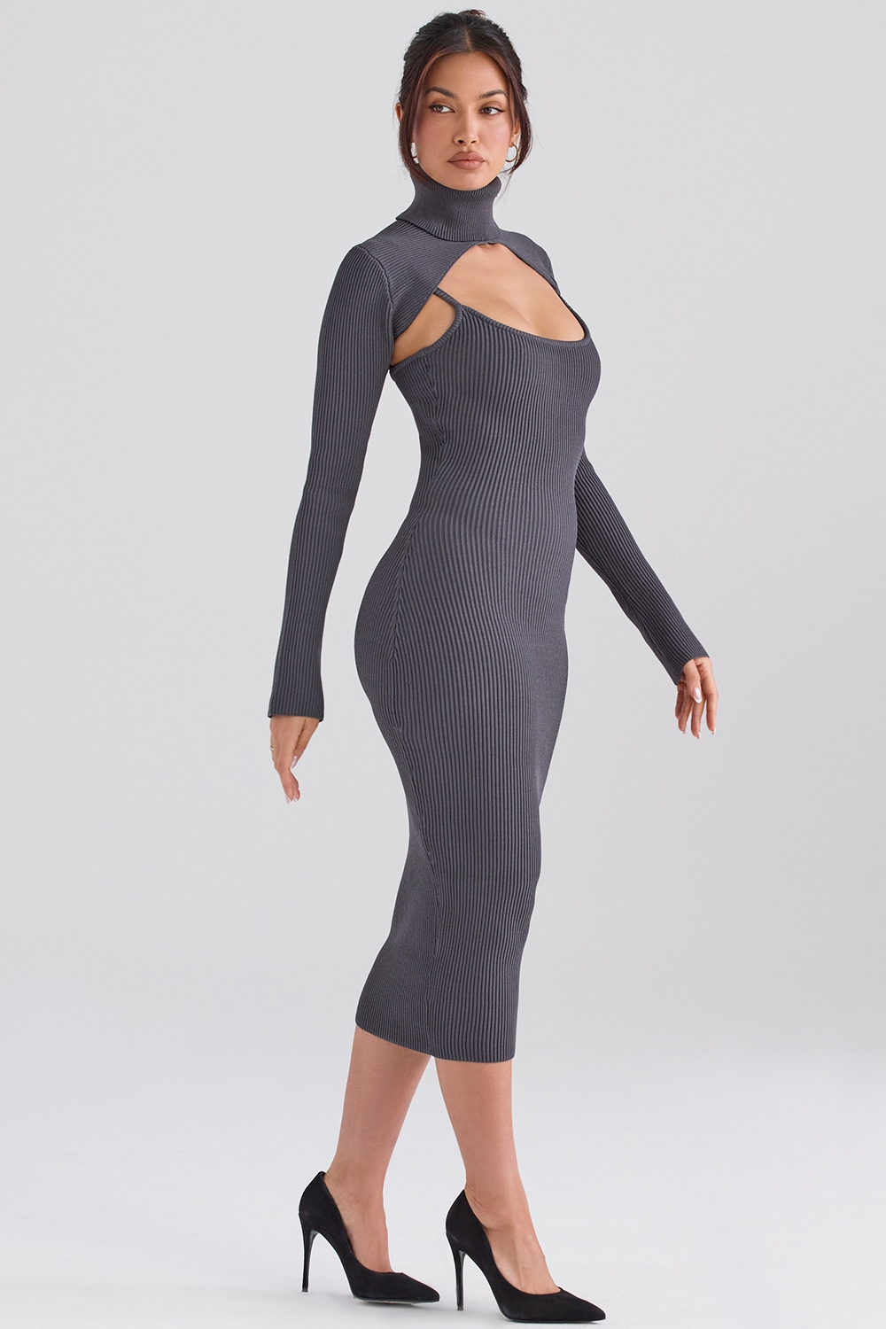 Meliora  Charcoal Knit Midi Dress — image 9