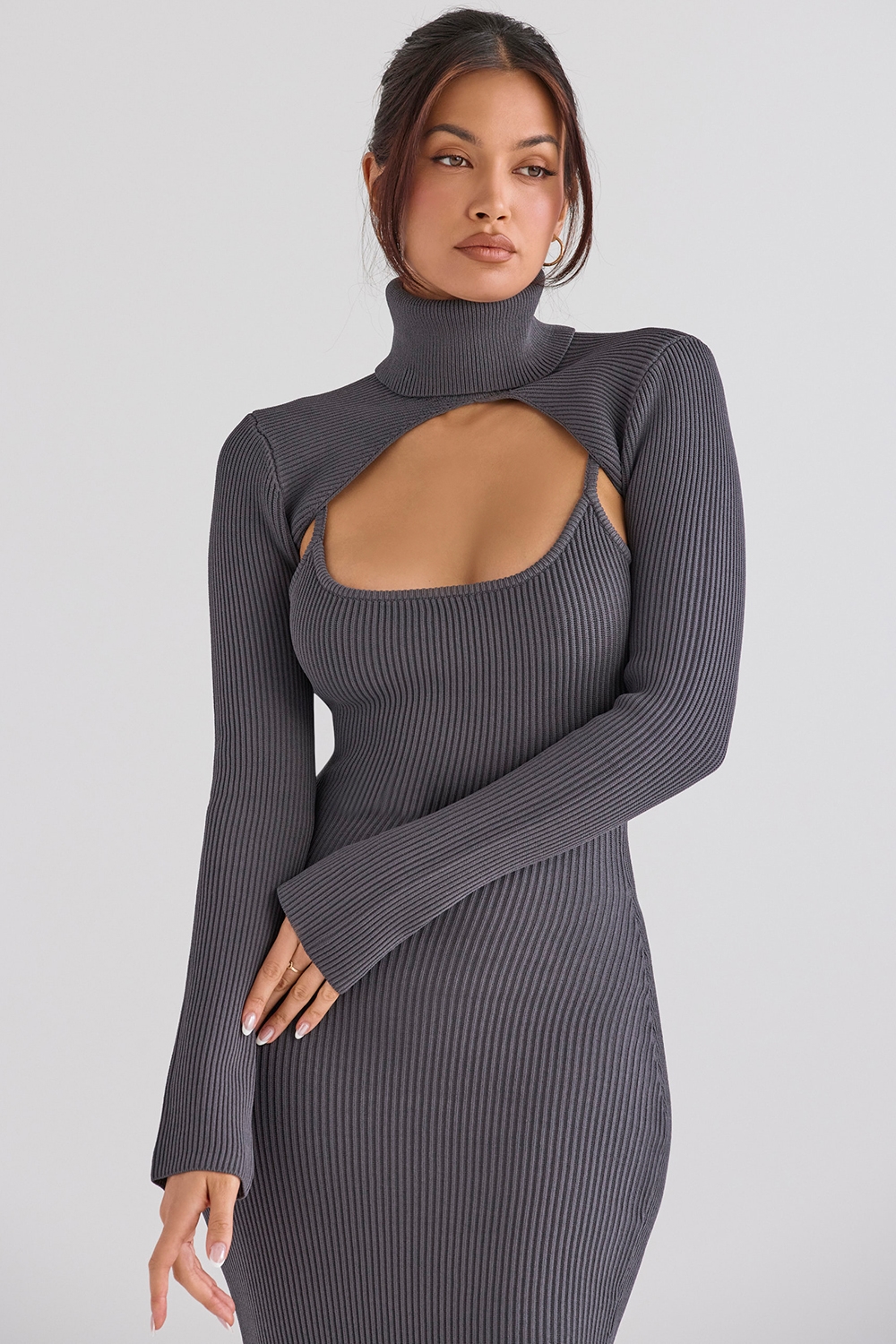 Meliora  Charcoal Knit Midi Dress — image 2