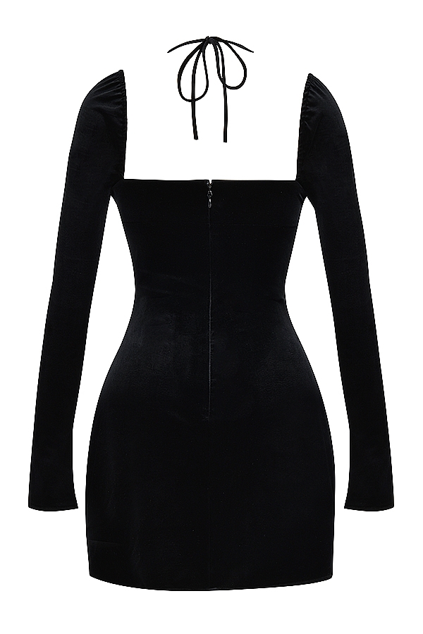 Babydoll  Black Velvet Halter Mini Dress — image 18