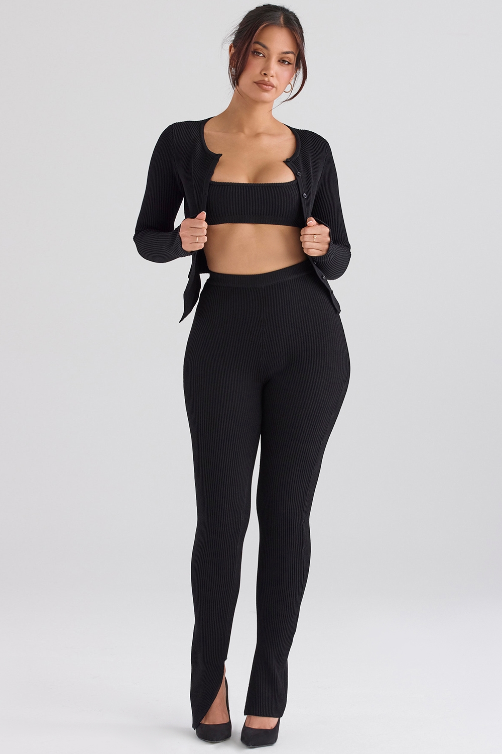 Mitzi  Black Ribbed Knit Leggings — image 2
