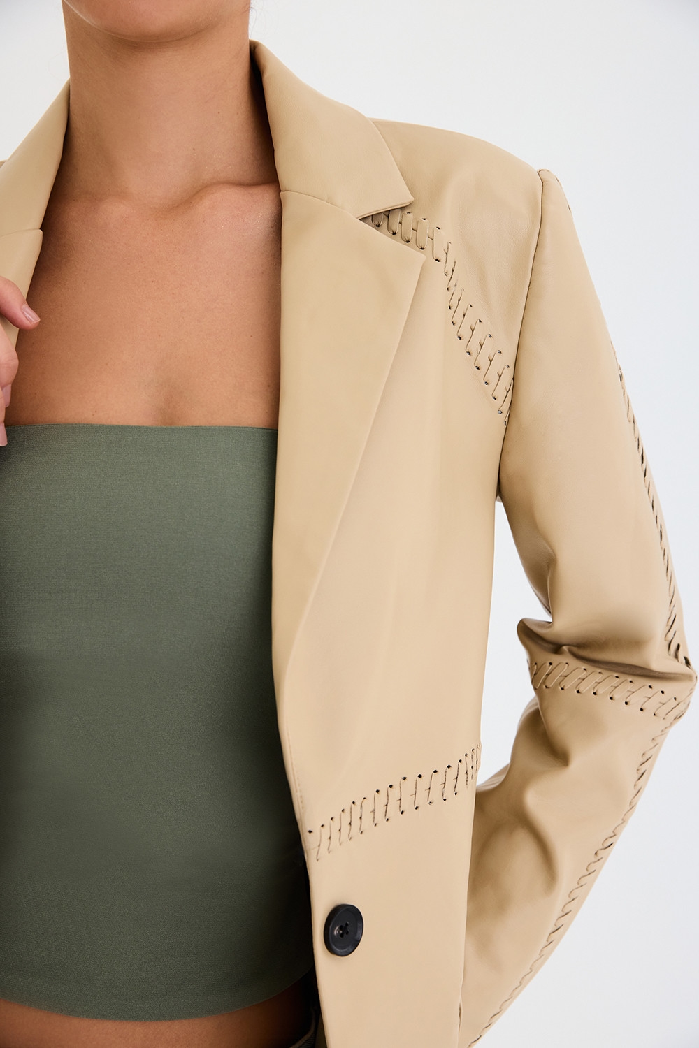 Mistress Rocks Ecru Vegan Leather Blazer - SALE — image 5