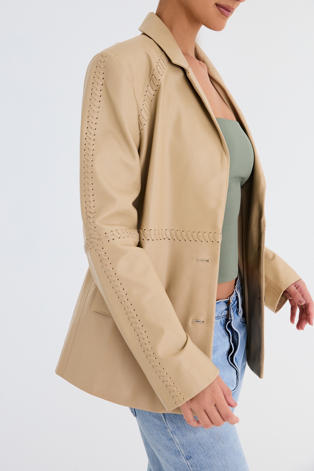 Mistress Rocks Ecru Vegan Leather Blazer - SALE — image 7