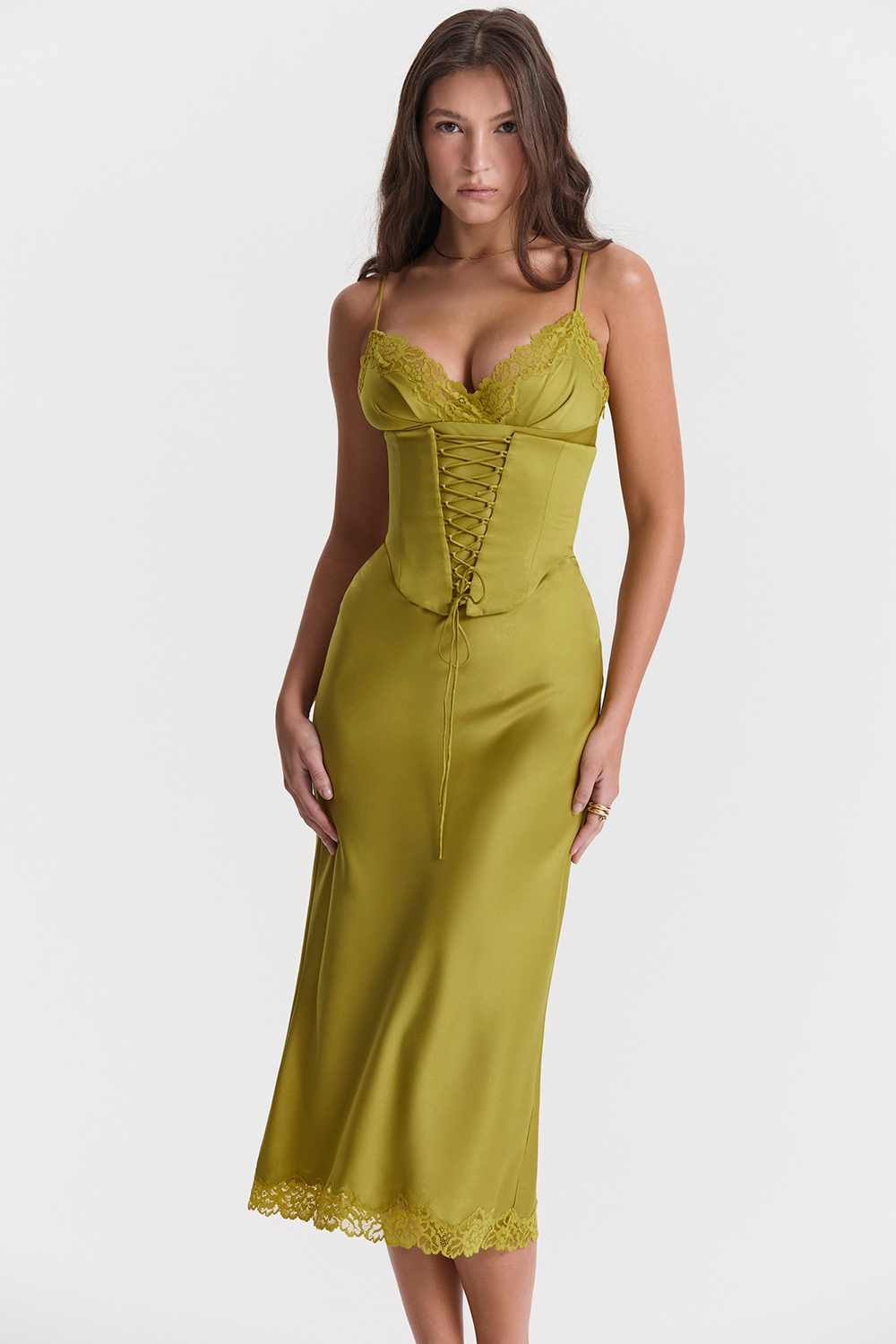 Salma  Chartreuse Satin Slip Dress — image 2