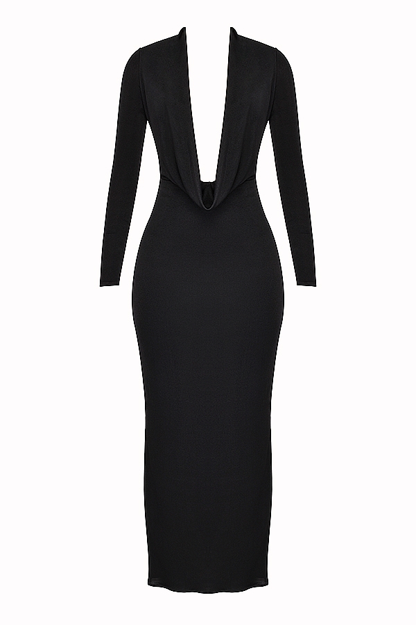 Saskia  Black Draped Maxi Dress — image 11