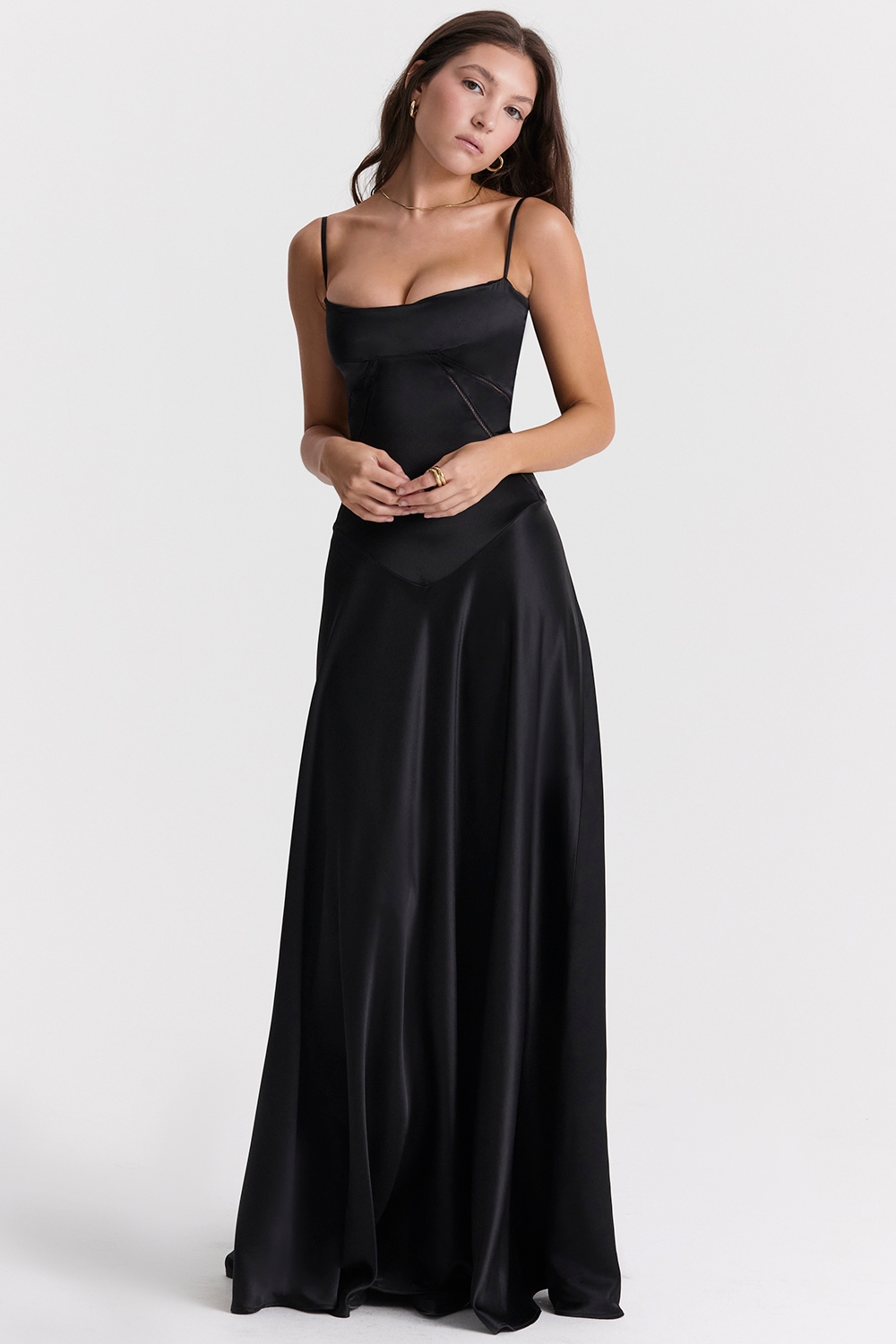 Anabella  Black Lace Up Maxi Dress — image 5
