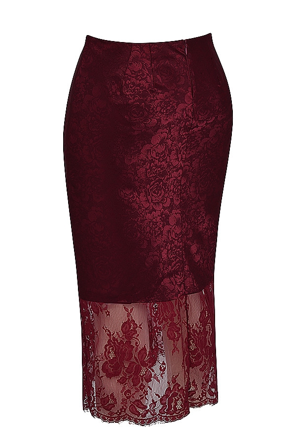 Mistress Rocks Mulberry Satin And Lace Midi Skirt - SALE — image 11