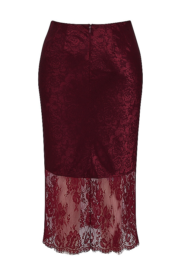 Mistress Rocks Mulberry Satin And Lace Midi Skirt - SALE — image 12