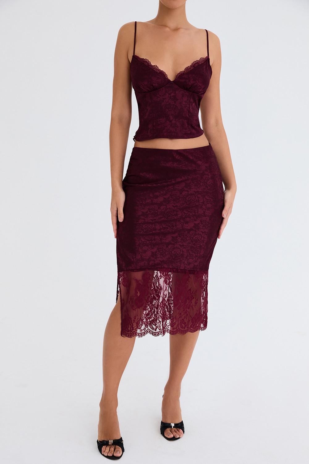 Mistress Rocks Mulberry Satin And Lace Cami Top - SALE — image 3