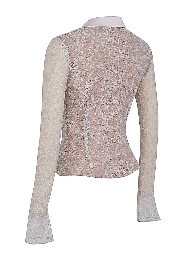 Mistress Rocks Cream Stretch Lace Shirt - SALE — image 12