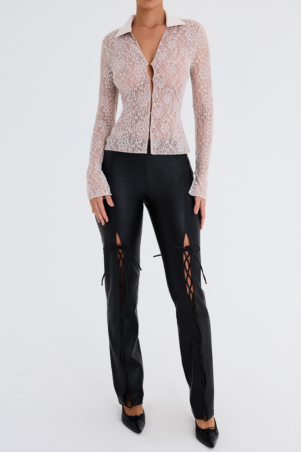 Mistress Rocks Cream Stretch Lace Shirt - SALE — image 3