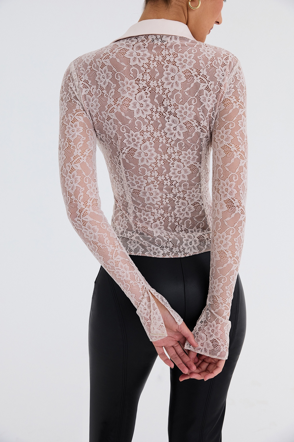 Mistress Rocks Cream Stretch Lace Shirt - SALE — image 8