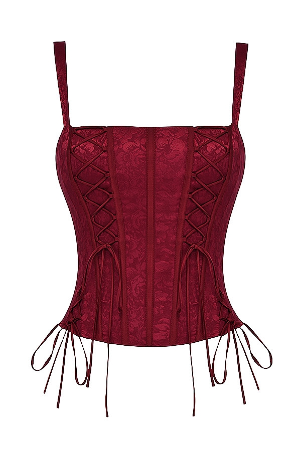 Mistress Rocks Redcurrant Lace Up Corset - SALE — image 11