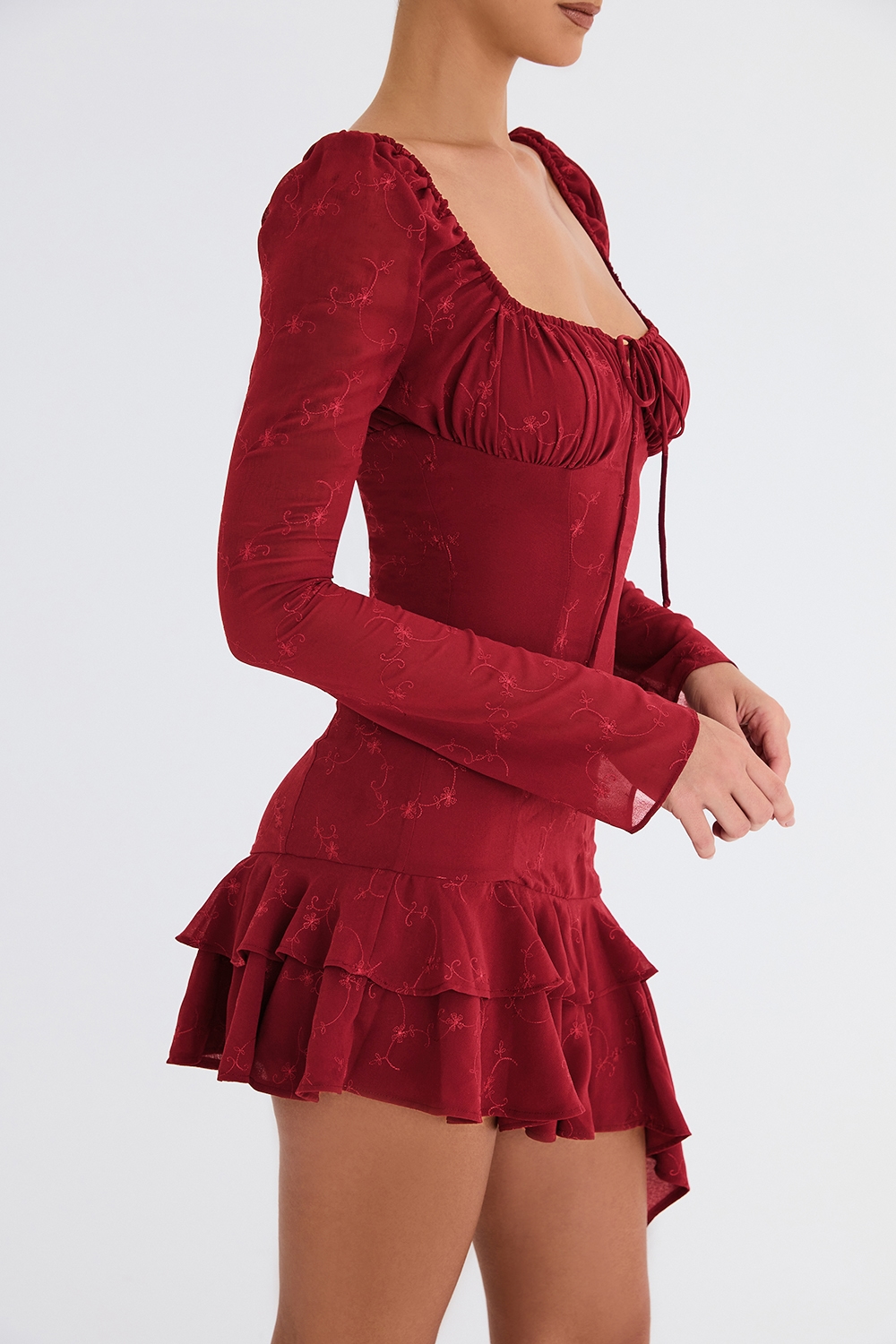 Mistress Rocks Merlot Embroidered Mini Dress - SALE — image 8