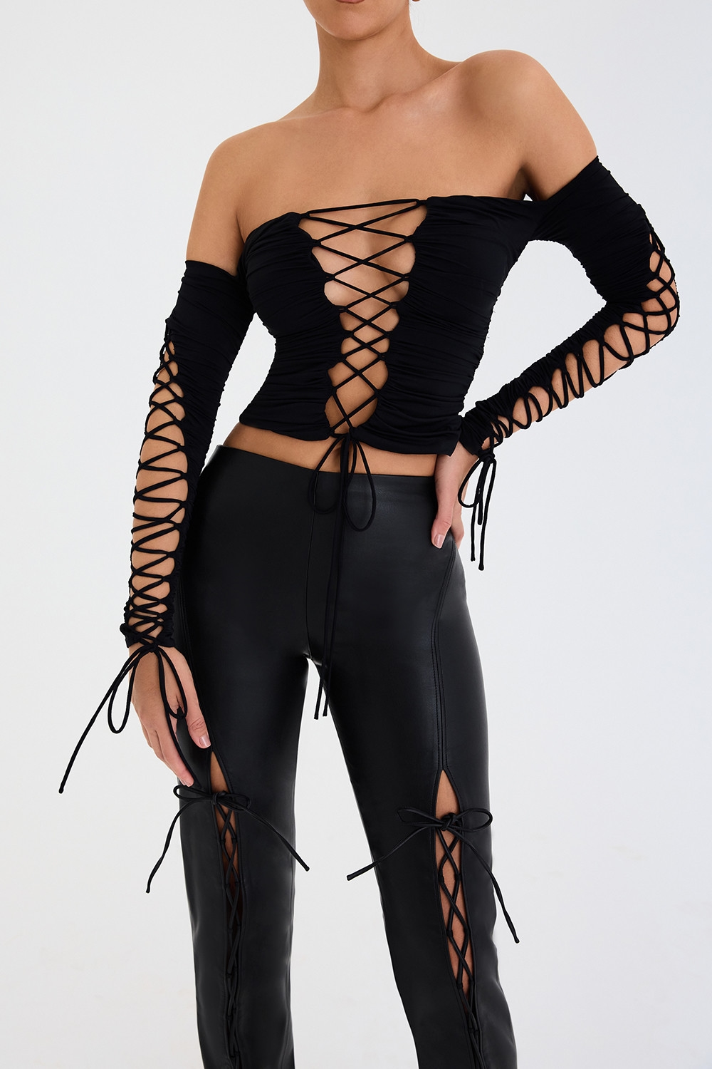 Mistress Rocks Black Lace Up Top - SALE — image 3