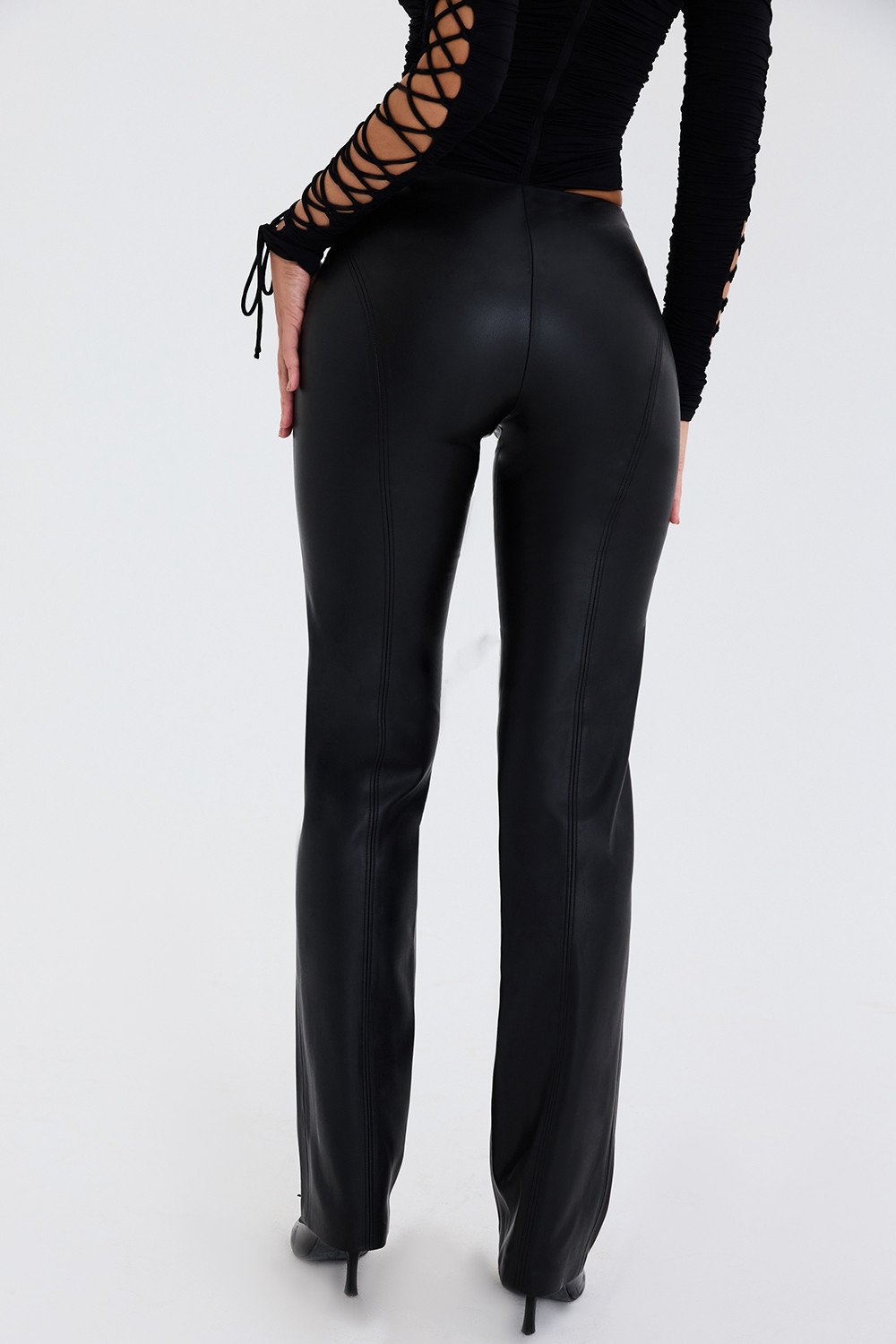 Mistress Rocks Black Vegan Lace Up Trousers - SALE — image 5